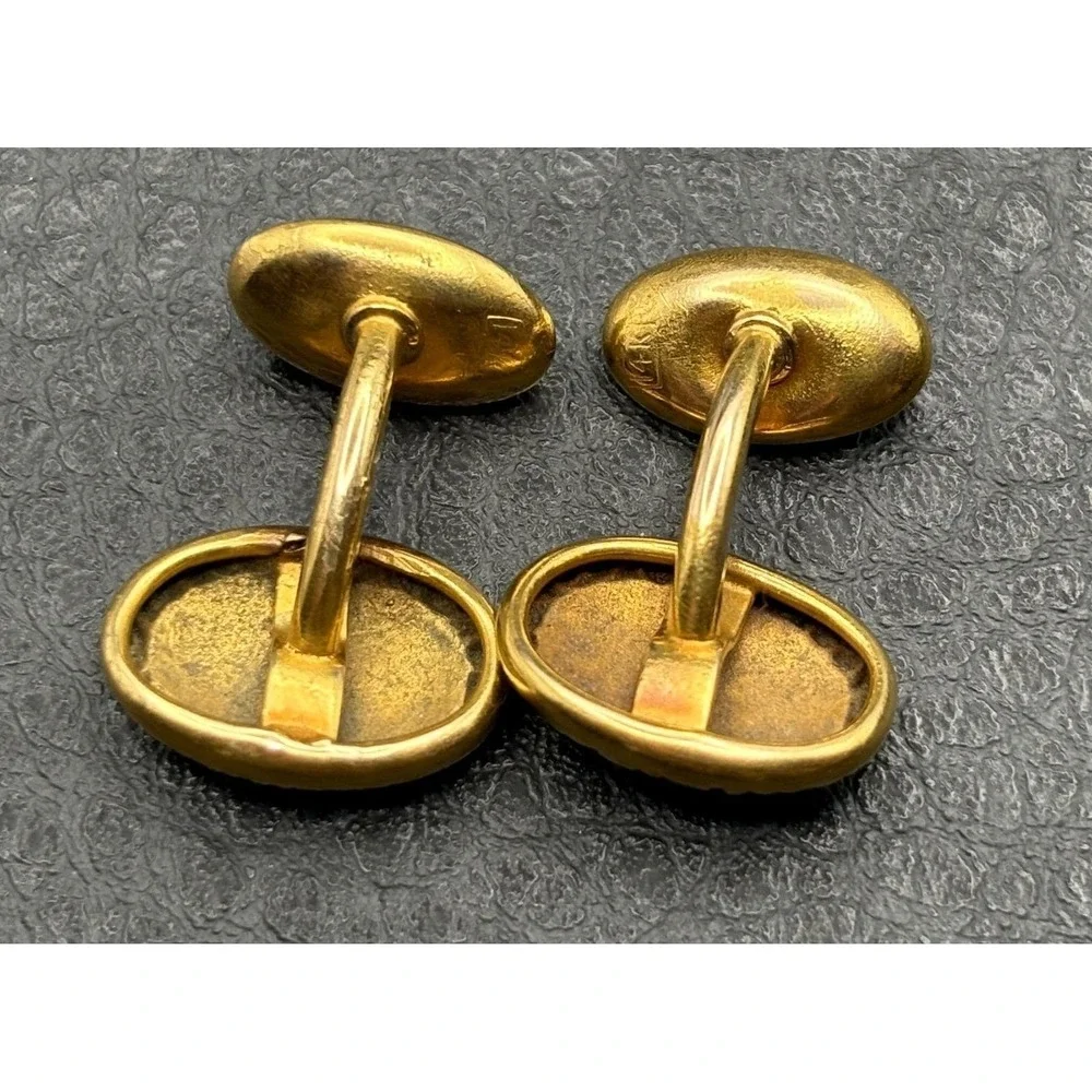 Vintage 14K Solid Yellow Gold Tone Victorian Cufflinks Ornate Etched Initials PA